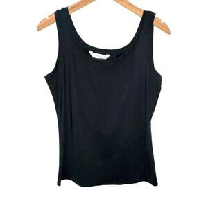 Peter Nygard Black Scoop Neck Basic Stretch Tank Top Size Small